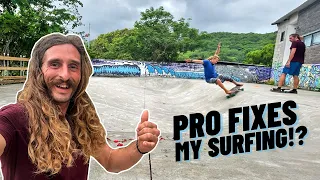 What it's like to ride a Wave ramp!! Carver Skate Coach FIXES my Surfing?!