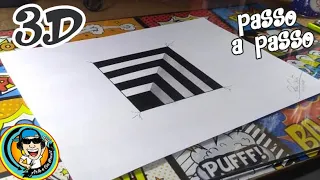 Como desenhar BURACO 3D modo Fácil - passo a passo / How to draw 3D HOLE