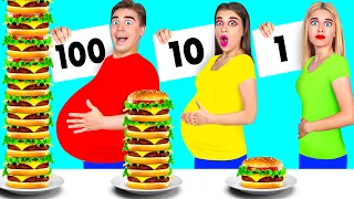100 تحدي طبقات الطعام #6