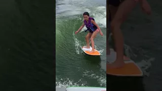 8 Year Old Wake Surfing to Cody Simpson's  "Surfboard"