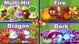 Team 5 Plants (Multi-Hit & Dragon & ICE & FIRE & Dark) Battlez in Plants vs. Zombies 2 China Version