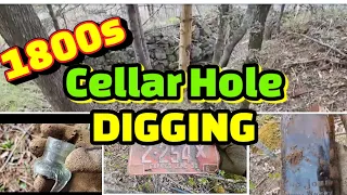 2024 Metal Detecting & Digging 1800s Cellar Holes ~ Bottle Digging Old Bottles Treasure Hunting ©