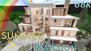 Summer Hillside Modern Family Mansion | Bloxburg House Speed Build