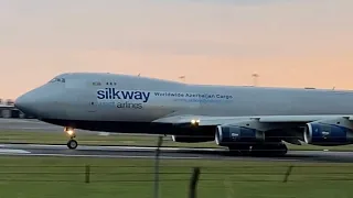 Silk Way West Airlines Boeing 747-400 Take-Off At Prestwick Airport