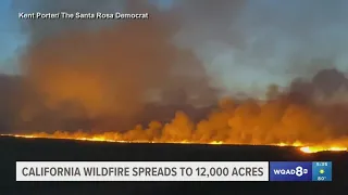 Grass fire burning east of San Francisco spreads 12,000 acres