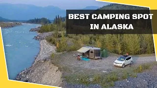 Best FREE camping spot along Alaska Hwy | In converted travel trailer