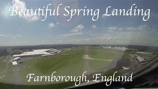 Landing on a beautiful spring day UK, Pilots View, Farnborough. G450