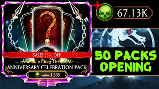 Opening 50 Anniversary Celebration Packs in MK Mobile. BIGGEST PACK OPENING EVER! Raining Diamonds!