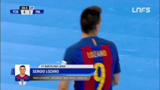 Gol Sergio Lozano (5-1) en FC Barcelona Lassa - Palma Futsal. 2º Cuartos Play Off