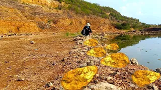 finding gold!Find gold treasures along the river. I found this crystal agate full of gold.