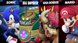 Sonic and Egg Emperor vs Giga Bowser and Mario [GLITCHED - LOUD NOISE WARNING]: SSBU Mods Quickie