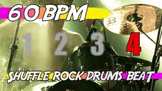 ✅ 60 BPM Backing Track 🥁 Ten minutes of shuffle rock drums beat