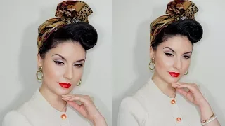 Peinado Fácil Estilo Pinup Recogido con Bufanda | Easy PinUp Style Updo with Scarf