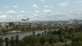 RAAF Globemaster Brisbane Riverfire rehearsal flyby 26 September 2019