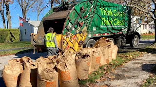 Garbage Truck Crying And Packing Out on Leaf Bags