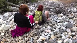 Hiking Bonita Falls California Fontana Lytle Creek Jenn and Lexi sliding on their butts