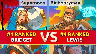 GGST ▰ Supernoon (#1 Ranked Bridget) vs Bigbootyman445 (#4 Ranked Goldlewis). High Level Gameplay