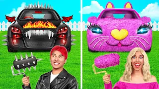 Mobil Merah Muda vs Mobil Hitam Tantangan Trend DO Challenge