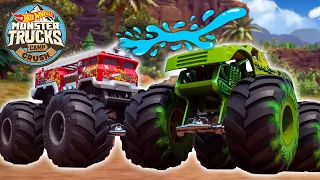 5 Alarm Gives Gunkster a Car Wash!  🚗 🔥 - Monster Truck Videos for Kids | Hot Wheels