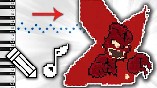 What DEMON TRICKY Sounds Like on Piano - Draw and Listen - MIDI Art - How To Draw - Pixel Art - FNF