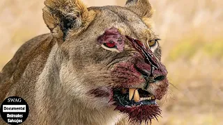 ¡45 Momentos Trágicos! El Rey León Lucha Hasta Su Último Aliento Para Proteger Su Territorio