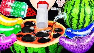 ASMR RAINBOW DRINKS *GIANT BOBA WATERMELON PARTY KEG BUBBLE TEA, FROG EGGS, 신기한 물 먹방 DRINKING SOUNDS