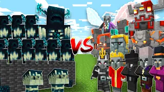 WARDEN CASTLE vs OP ILLAGER BOSSES - Minecraft Mob Battle