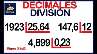 🛑DIVISIÓN DE NÚMEROS DECIMALES - 🚀¡ Súper Fácil !🚀