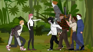 ChainSaw Man, Makima vs Jeff The Killer, Leatherface, Michael Myers, Freddy Krueger, IT Pennywise.