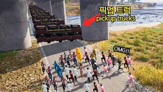 100 pickup trucks! Co-op Climb Death Racing!!