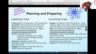 TAP Module 2 Planning and Preparing