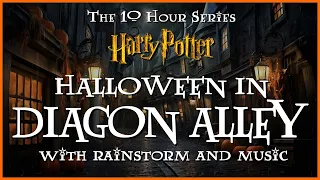 Halloween In Diagon Alley w/Music & Rain 🎃 Harry Potter | For Sleep,Studying,Relaxing [10 Hours-HD]
