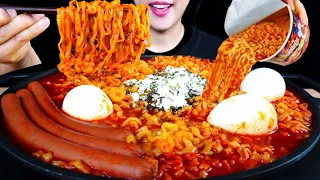 ASMR 불닭볶음탕면 먹방! 반숙계란 조합 진짜 미쳤어요! 🍜 SPICY FIRE NOODLE SOUP, SOFT BOILED EGG MUKBANG EATING SOUNDS