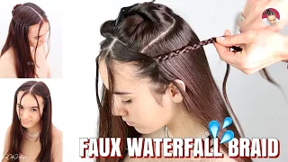 BEGINNER'S WATERFALL BRAID with FLOWER | Faux Waterfall Braid | Trencita Johnson