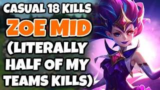 Casual 18 Kills on Zoe Mid in High Elo (Literally half of my teams kills) | Pekin Woof