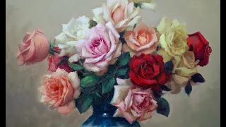 Painting Roses , pintando rosas time lapse