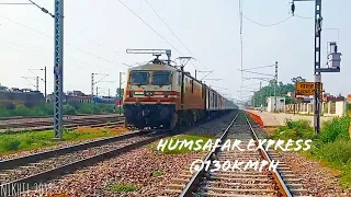 NONSTOP HONKING BY WAP5 with CHAMPARAN HUMSAFAR EXPRESS SKIPS DADRI @130KMPH💥💥| INDIANRAILWAYS|