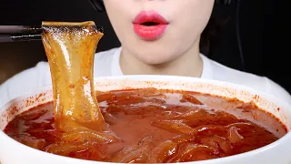 ASMR Spicy Hot Pot Malatang with Homemade Wide Glass Noodles Eating Sounds Mukbang