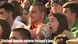 Portugal Fans In Lisbon Celebrate Cr.Ronaldo Goals vs Spain (Total Madness) - America Today