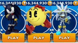 Sonic Dash - Captain Shadow VS Ms.Pacman VS Sir Silver Sonic _ Movie Sonic vs All Bosses Zazz Eggman