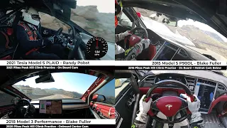 2021 Tesla Plaid Unplugged Performance vs World's fastest Tesla Model 3 and Model S at Pikes Peak!