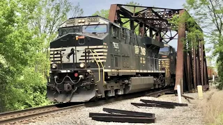 Norfolk Southern Trains Crossing Old Railroad Bridge & Hobo Camp In Walton Kentucky, 1926 RR Bridge