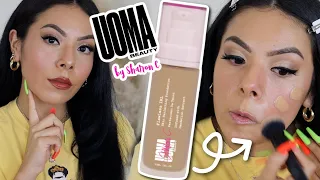 🔥NEW|| UOMA Beauty by Sharon C FLAWLESS IRL Skin Perfecting Foundation (WEAT TEST & REVIEW!!)