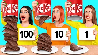 1, 10 или 100 Слоев еды Челлендж | Битвы с едой c Multi DO Food Challenge