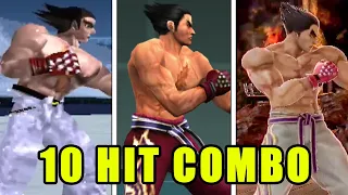 Evolution Of Kazuya Mishima's 10 Hit Combo (1994-2021) Tekken 1 to Smash Bros Ultimate