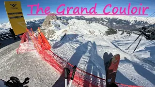 I take on the Grand Couloir and survive Just!!!!! 80% gradient!!! Hardest piste in the 3 valleys!!!!