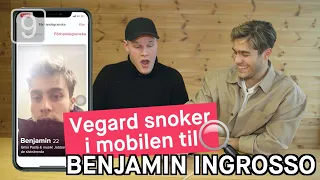 Vegard Harm snoker i mobilen til Benjamin Ingrosso