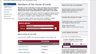 How can I find a Member of the House of Lords?