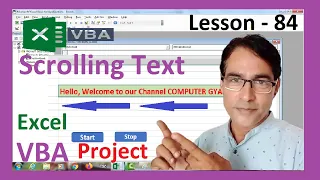 Create Scrolling text in Excel | Excel VBA lesson - 84 | Running Text in Excel with VBA Coding