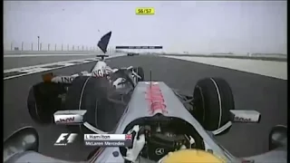 Lewis Hamilton Crashes Fernando Alonso Bahrain GP 2008